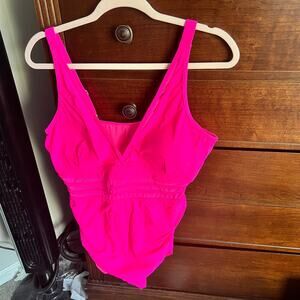 Women’s swim Barbie hot pink one piece Plus size 2X XXL mesh bathing suit